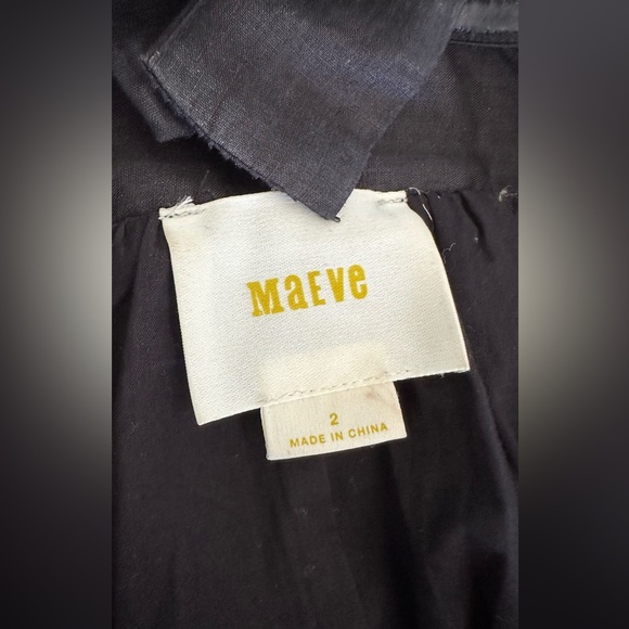 Anthropologie Maeve Black Tiered Linen Dress - Picture 3 of 15